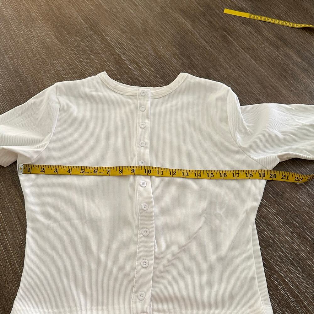 Women White Lightweight Ribbed Button Front Long Sleeve Cardigan XXL NWOT - Picture 4 of 8